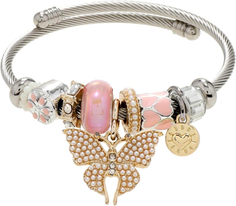 DS Charm Bracelets for girls,exquisite cute cartoon friendship bracelets Silver Stainless Steel Bangle with birthday Gift box, Adjustable girls jewelry Suitable for holiday gifts - Image 1